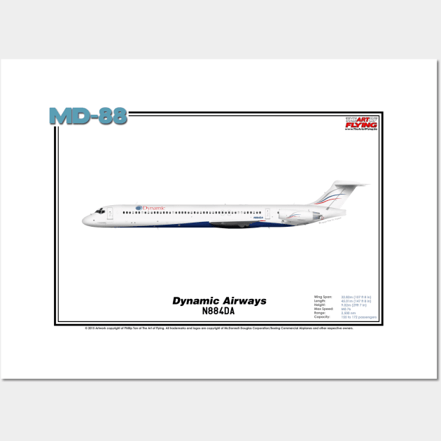 McDonnell Douglas MD-88 - Dynamic Airways (Art Print) Wall Art by TheArtofFlying